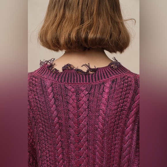 DAWEI SUN limited edition Elodie Metallic Coated Sweater in Cotton Knit XL - Picture 7 of 16